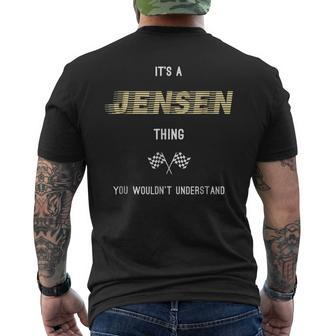 Jensen Cool Last Name Family Names Mens Back Print T-shirt - Seseable