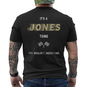 Jones Personalized Family Name Gift Mens Back Print T-shirt - Seseable