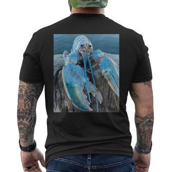 Jumpscare Lobster Meme Blue Crustacean Men's Back Print T-shirt | Mazezy