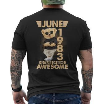 June 1983 40Th Birthday 2023 40 Years Of Being Awesome Mens Back Print T-shirt - Thegiftio UK