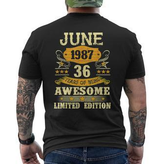 June 1987 Gifts 36 Year Of Being Awesome Limited Edition Mens Back Print T-shirt - Seseable