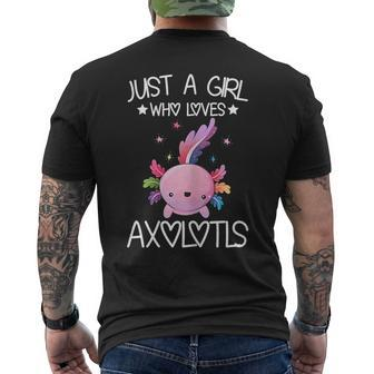 Just A Girl Who Loves Axolotls Kawaii Axolotls Lover Girls Mens Back Print T-shirt | Mazezy