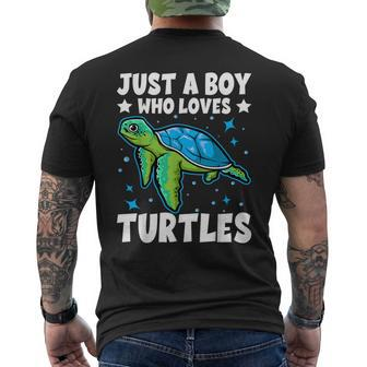 Just A Boy Who Loves Turtles Lover Sea Ocean Turtle Men's T-shirt Back Print