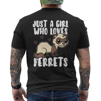 Just A Girl Who Loves Ferrets Cute Weasel Ferret Costume Men's Back Print T-shirt | Mazezy