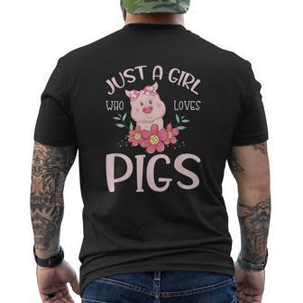 Just A Girl Who Loves Pigs Hog Lover Cute Farmer Girls Men's T-shirt Back Print - Seseable