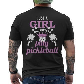 Just A Girl Who Loves To Play Pickleball Pickleball Men's T-shirt Back Print - Seseable
