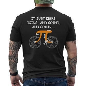 It Just Keeps Going And Going And Going Bicycle 314 Pi Day Men's Back Print T-shirt | Mazezy