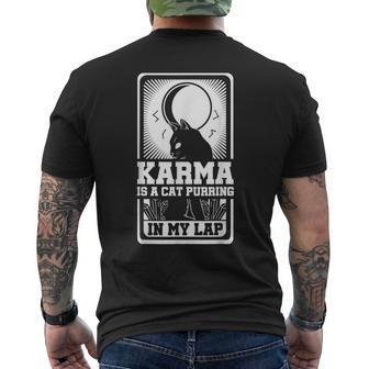 Karma Is A Cat Purring In My Lap Moon Tarot Card Cat Men's Back Print T-shirt | Mazezy