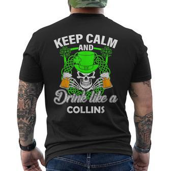 Keep Calm And Drink Like A Collins St Patricks Day Lucky Men's T-shirt Back Print - Seseable