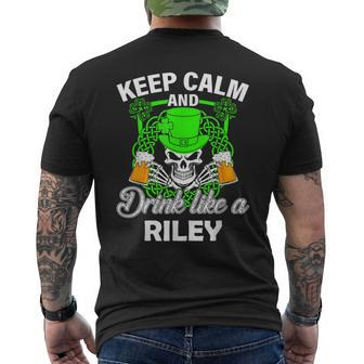 Keep Calm And Drink Like A Riley St Patricks Day Lucky Men's T-shirt Back Print - Seseable