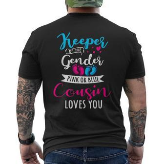 Keeper Of The Gender Cousin Loves You Baby Shower Family Men's Back Print T-shirt | Mazezy