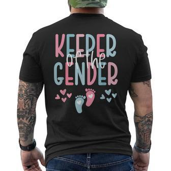 Keeper Of The Gender Reveal Announcement Baby Shower Party Men's Back Print T-shirt | Mazezy