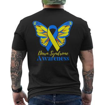 Kids National Down Syndrome Day Awareness Butterfly Mom Dad Mens Back Print T-shirt | Mazezy
