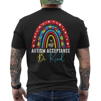 Be Kind Acceptance Rainbow Autism Awareness Month Men Women Men's Back Print T-shirt | Mazezy