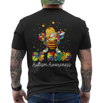Be Kind Autism Awareness Puzzle Bee Dabbing Support Kid Girl Men's Back Print T-shirt | Mazezy