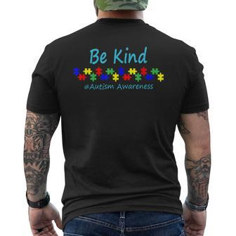 Be Kind Autism Awareness Puzzle Men's Back Print T-shirt | Mazezy
