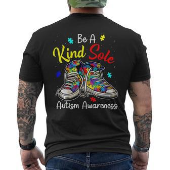 Be A Kind Sole Autism Awareness Puzzle Shoes Be Kind Men's Back Print T-shirt | Mazezy