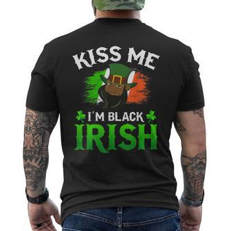 Kiss Me Im Black Irish St Patricks Day Leprechaun Hat Men's T-shirt Back Print - Thegiftio UK