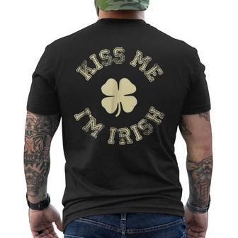 Kiss Me Im Irish Shirt St Saint Patricks Day Men's Back Print T-shirt | Mazezy