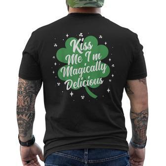 Kiss Me Im Magically Delicious St Patricks Day Men's Back Print T-shirt | Mazezy
