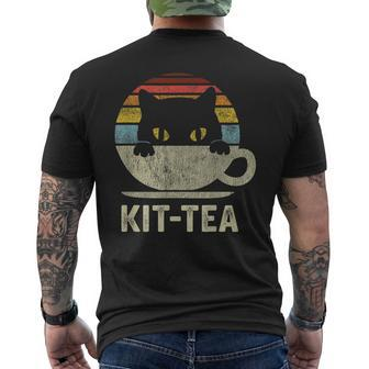 Kit Tea Black Kitty Cat Tea Lover Men's T-shirt Back Print - Seseable