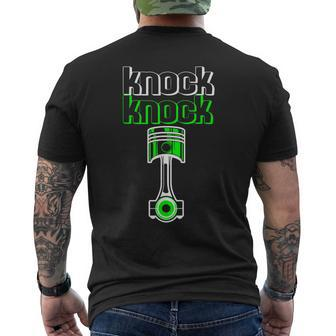 Knock Knock Piston Funny Car Lover Mechanic Mens Back Print T-shirt | Mazezy