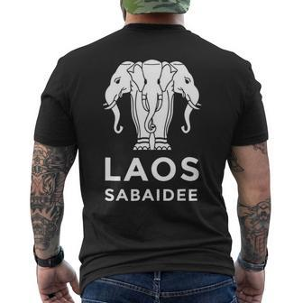 Laos Erawan 3 Headed Elephant Laotian Men's T-shirt Back Print - Seseable