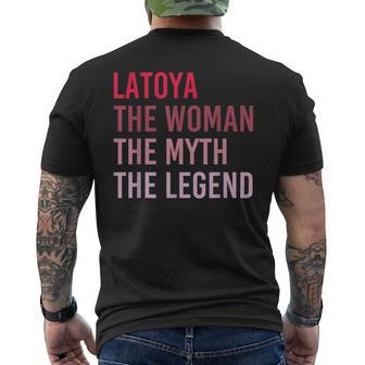Latoya The Woman Myth Legend Personalized Name Birthday Gift Mens Back Print T-shirt - Seseable