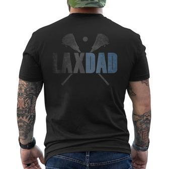 Mens Lax Dad Lacrosse Player Father Coach Sticks Vintage Graphic Men's T-shirt Back Print - Seseable