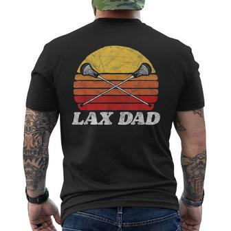 Lax Dad Vintage X Crossed Lacrosse Sticks 80S Sunset Retro Men's T-shirt Back Print - Seseable