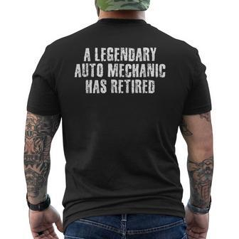 Legendary Auto Mechanic Has Retired Funny Retirement Gift Mens Back Print T-shirt | Mazezy