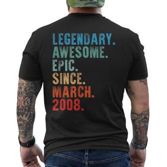 Legendary Awesome Epic Since March 2008 Vintage Birthday Men's T-shirt Back Print - Seseable