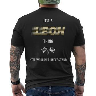 Leon Last Name Family Names Mens Back Print T-shirt - Seseable
