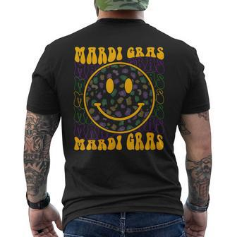 Leopard Hippie Face Retro Groovy Mardi Gras Men's T-shirt Back Print - Thegiftio UK