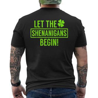 Let The Shenanigans Begin St Patricks Day St Paddys Men's T-shirt Back Print - Seseable