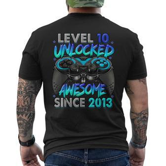 Level 10 Unlocked Awesome Since 2013 10Th Birthday Gaming Men's Back Print T-shirt | Mazezy