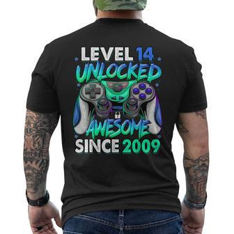 Level 14 Unlocked Awesome Since 2009 14Th Birthday Gaming Men's Back Print T-shirt | Mazezy