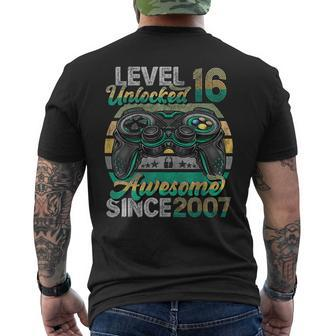 Level 16 Unlocked Awesome Since 2007 16Th Birthday Gaming Men's T-shirt Back Print - Seseable