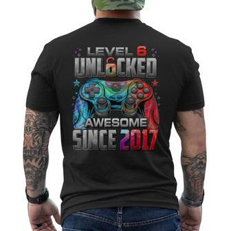 Level 6 Unlocked Awesome Since 2017 6Th Birthday Gaming Men's Back Print T-shirt | Mazezy