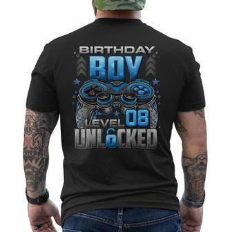 Level 8 Unlocked Awesome Since 2015 8Th Birthday Gaming Men's Back Print T-shirt | Mazezy