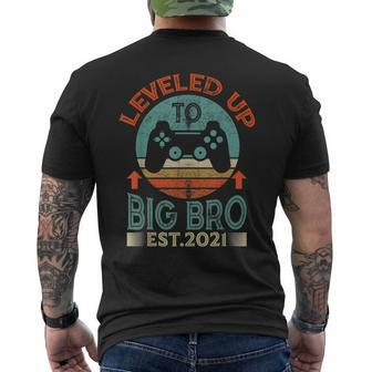 I Leveled Up To Big Brother Est 2021 Promoted To Big Bro Men's T-shirt Back Print - Seseable