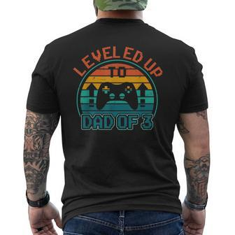 Leveled Up To Dad Of 3 Gaming Daddy Again Vintage Men's T-shirt Back Print - Seseable