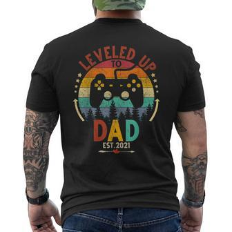 I Leveled Up To Dad Est 2021 Video Gamer Men's T-shirt Back Print - Seseable