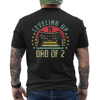 Leveling Up To Dad Of 2 Daddy Again Leveled Up Video Gamer Men's T-shirt Back Print - Thegiftio UK