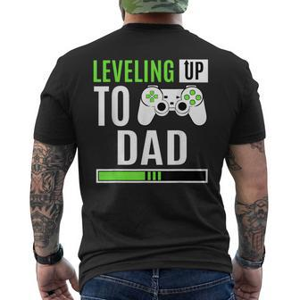 Leveling Up To Dad Gaming Baby Gender Reveal Announcement Men's T-shirt Back Print - Thegiftio UK