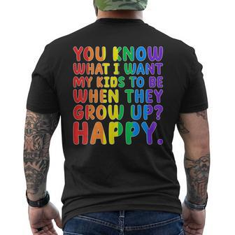 Lgbt Awareness Parents Mom Dad Gay Pride Rainbow Les Bi Tran Mens Back Print T-shirt | Mazezy