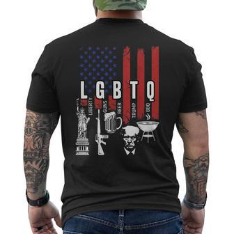 Lgbtq Liberty Guns Bible Trump Bbq Usa Flag Vintage Men's Back Print T-shirt | Mazezy