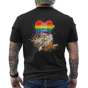 Lgbtq Pride Daddy Tiger With Baby Best Dad Ever Men's Back Print T-shirt | Mazezy