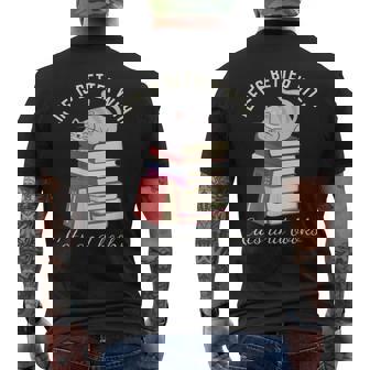 Life Is Better With Cats And Books - Reading Men's Back Print T-shirt | Mazezy