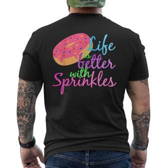 Life Is Better With Sprinkles Doughnut Lover Men's Back Print T-shirt | Mazezy